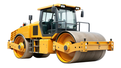 road roller - isolated on a white background PNG. GENERATIVE AI