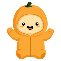 Cheerful Pumpkin Costume Clipart for Kids, Perfect for Halloween Celebration and Festive Design Projects