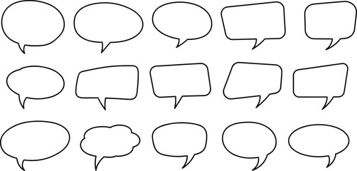 Speech bubble icon collection vector set, black outline designs of comic dialogue boxes for chat, messaging, talk and communication themes © Creative Minds