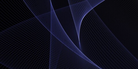 Abstract blue wave grid network graphic backdrop connection technology background internet design concept futuristic illustration