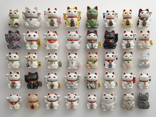 Fototapeta premium many lucky cats on background