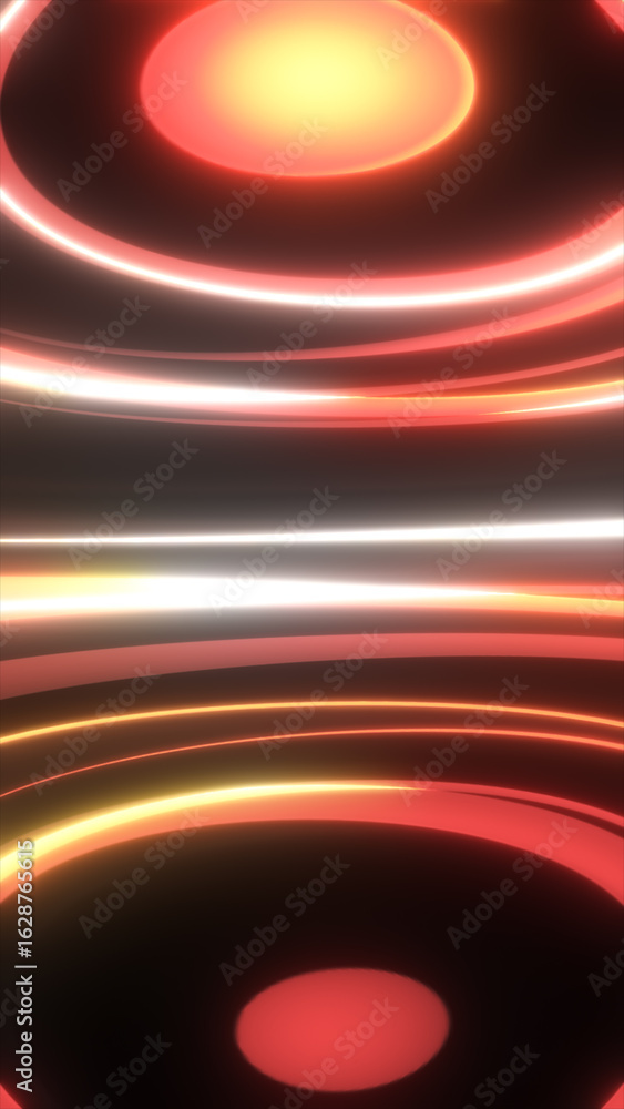 Aufkleber glowing concentric red and white rings radiating in a symmetrical pattern with a soft neon light eff