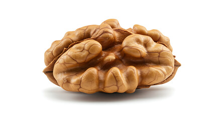 Fototapeta premium Single walnut kernel isolated on white background, close up studio shot