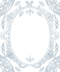 Ornate blue floral vector. Frame, leaves, and flourishes.eps
