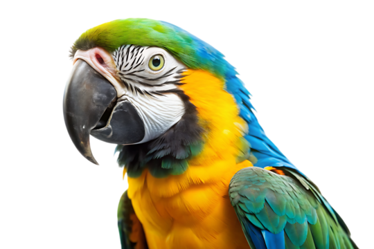 yellow macaw - isolated on a white background PNG. GENERATIVE AI