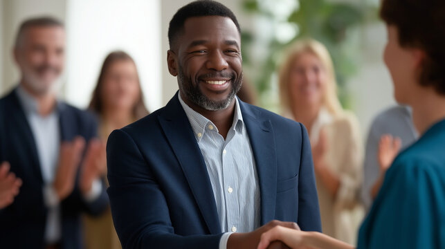 Celebrating Team Success in a Corporate Boardroom