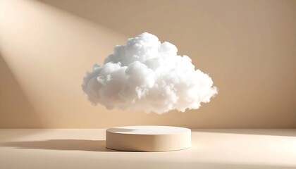 Cloud Floating Above Pedestal Platform in Soft Light