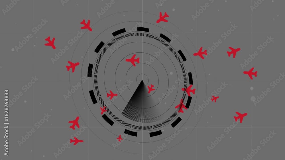 Aufkleber radar animation with green background. digital radar with targets on monitor in searching.the techno