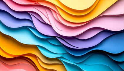 Colorful Wavy Paper Layers Abstract Background Pattern