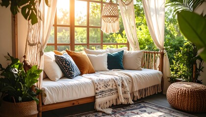 Comfortable Daybed with Cushions in Sunny Outdoor Setting