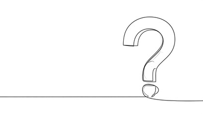 Continuous line drawing of a question mark