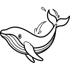 Obraz premium Cute cartoon whale breaching and splashing water