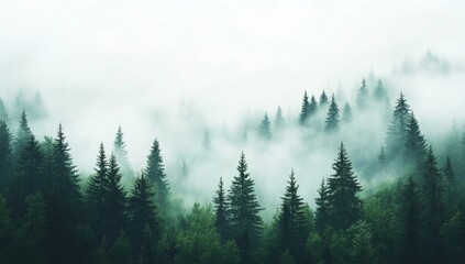 The landscape of PNG features misty forest mountains with pine trees, exemplifying the beauty of nature outdoors