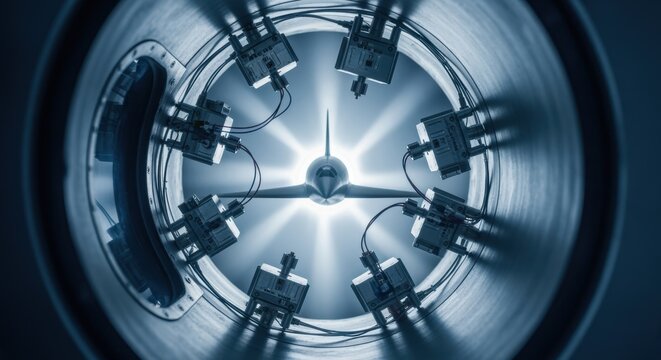 Internal pressure wave measurement devices embedded inside hypersonic wind tunnel test chamber crucial for scramjet shockwave analysis.