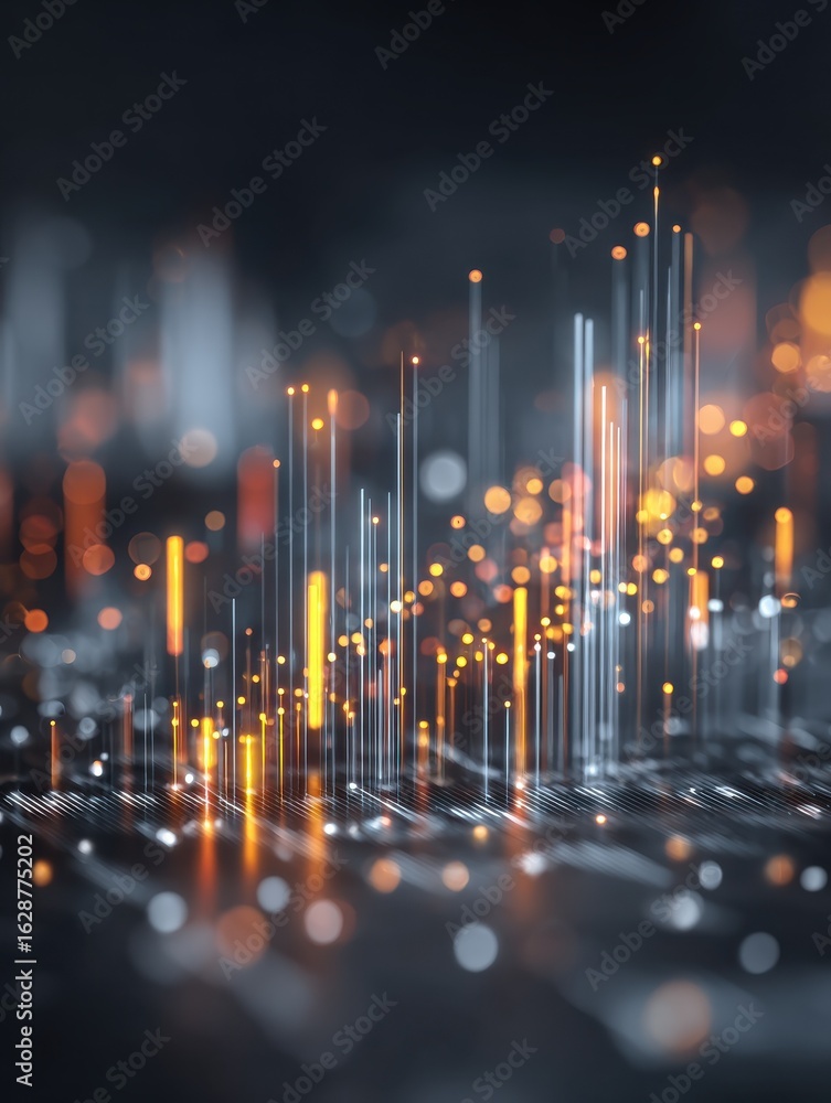 Poster dynamic financial graph with glowing elements symbolizing data analysis and market trends