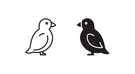 Bird Icon in Black and White Style