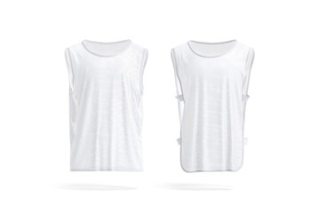 Blank white football team practice vest mockup set, front view