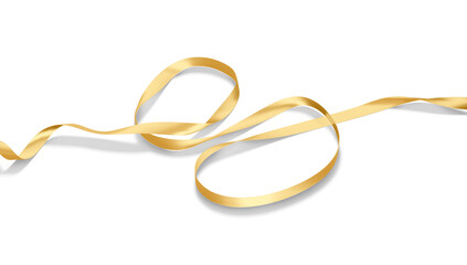 Blank gold satin ribbon mockup, crop side view