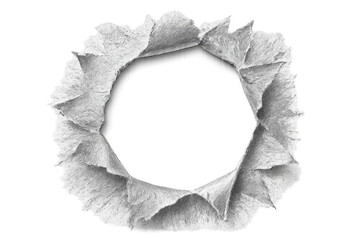 Fototapeta premium Ripped paper hole creating circular frame on transparent background, ideal for overlaying images or text