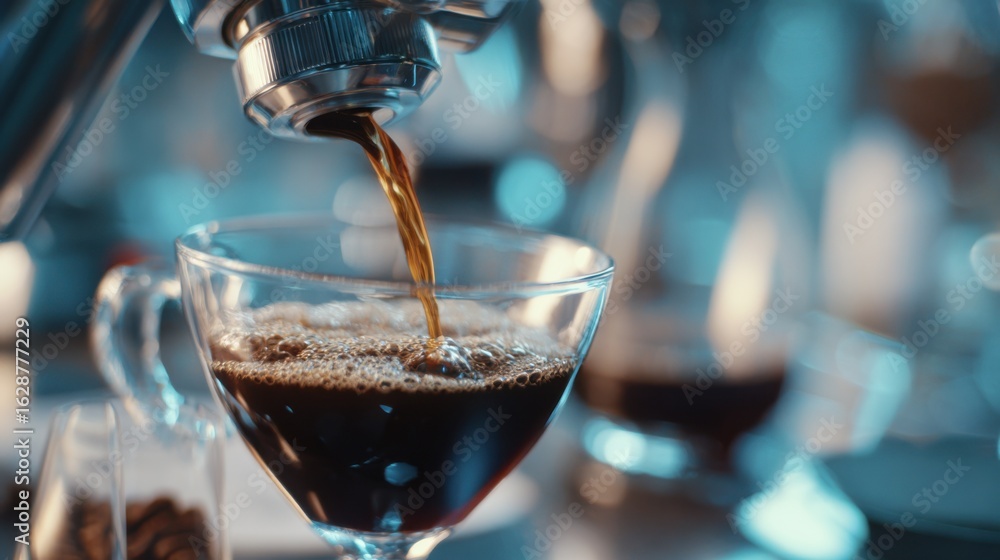 Poster medium shot capturing a tasting cup filled with labgrown coffee extract the rich color and aroma emp