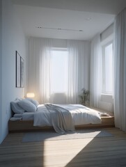 modern minimalistic style bedroom generative ai