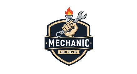 vector illustration of auto repair logo on white background
