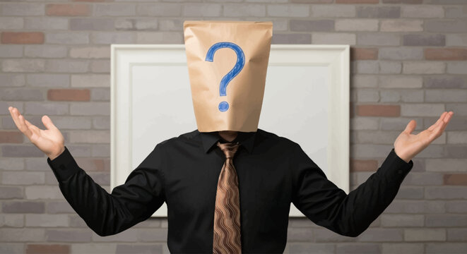 businessman with question mark on head