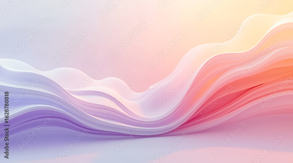Poster colorful organic folds create a soothing gradient effect on a soft background. this tranquil setting