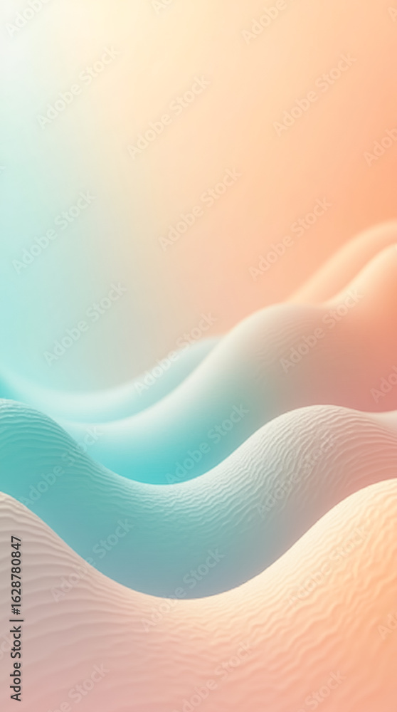 Poster sinuous lines create a dynamic abstract gradient background with calming pastel tones. soft visual e