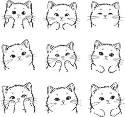 Obraz premium cute cat icon set Adobe Illustrator Artwork