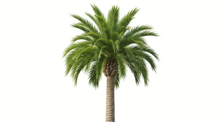 Fototapeta premium Palm Tree: A lush, vibrant palm tree stands tall, its green fronds reaching towards the sky, a symbol of tropical beauty and natural resilience.