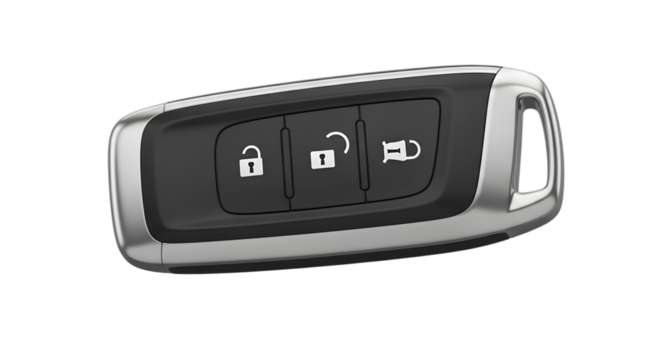 Art of modern car key fob isolated on transparent background
