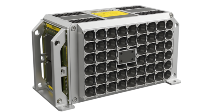 Art of industrial electronic device with multiple components isolated on transparent background