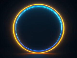 Fototapeta premium Glowing neon rainbow circle isolated on a black background, 3D render