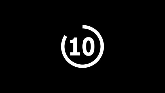 Countdown timer from 15 to 10 seconds real time. Modern flat design of countdown animation 5 seconds countdown timer on a transparent background.