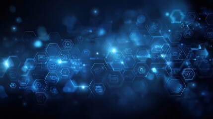 digital blue background image with technology symbols no logos no brands ar 169