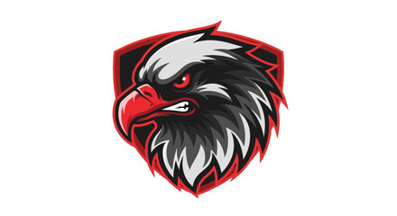 Eagle Emblem: A dynamic emblem of a fierce eagle, showcasing its intensity and power in an aggressive pose with vivid colors and graphic details, embodying determination and strength. 