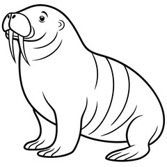 Fototapeta premium Cute walrus cartoon drawing isolated on white background