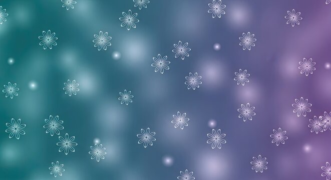 Magical falling snowflakes on a gradient teal and purple background