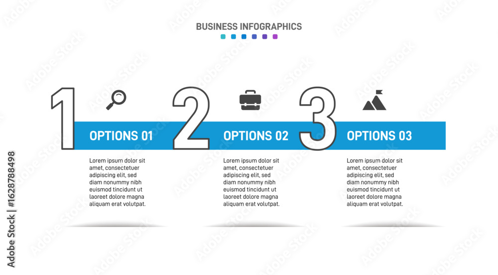 Aufkleber progress bar featuring 3 arrow-shaped elements, symbolizing the three stages of business strategy an