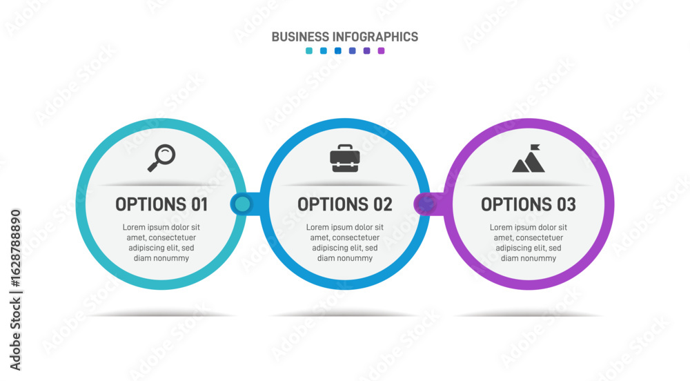 Poster progress bar featuring 3 arrow-shaped elements, symbolizing the three stages of business strategy an
