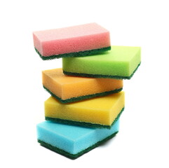 Colorful sponges isolated on white background	