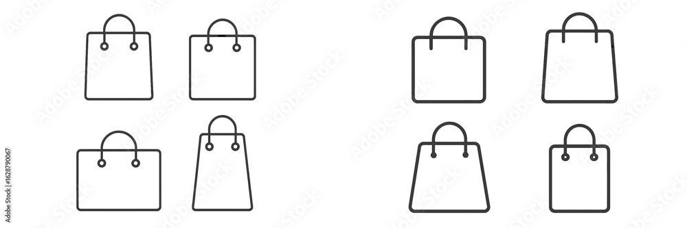 Poster collection of simple shopping bag icons designed for various uses in digital and print media