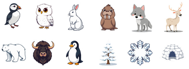 Arctic Animals Designs - Wildlife Animals Vector Set