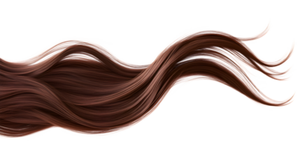 Piece of brown hair in a wavy shape isolated on a transparent background