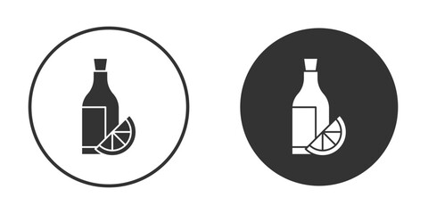 Juice bottle icon in black round