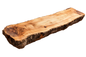 Rustic wooden tray isolated on a transparent background