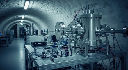 Ultraquiet subterranean laboratory environment showcasing a lowbackground radiation measurement system crucial for particle physics experiments.