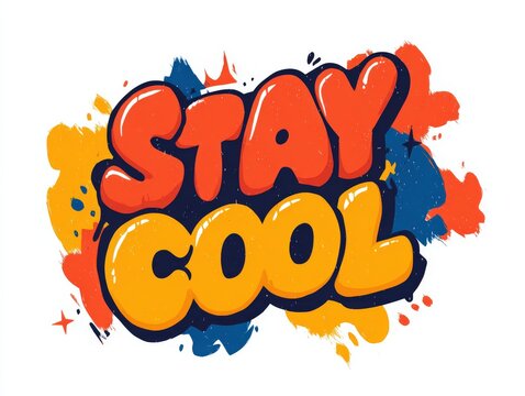Bright and vibrant graffiti art showcases the fun phrase Stay Cool in a bubble style. The playful colors and lively design make it a delightful addition to any space exuding positive energy
