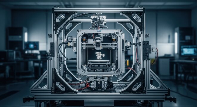 Flight qualification rig showcasing a prototype 3D printer preparing for microgravity testing to validate printing performance in outer space environments.